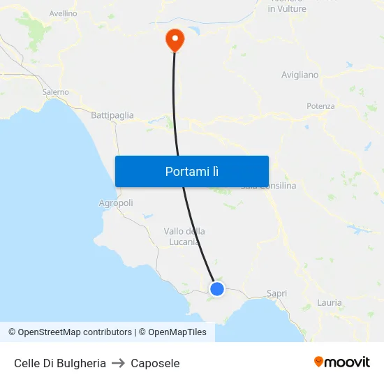Celle Di Bulgheria to Caposele map