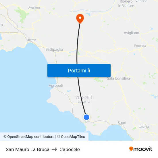 San Mauro La Bruca to Caposele map