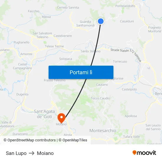 San Lupo to Moiano map