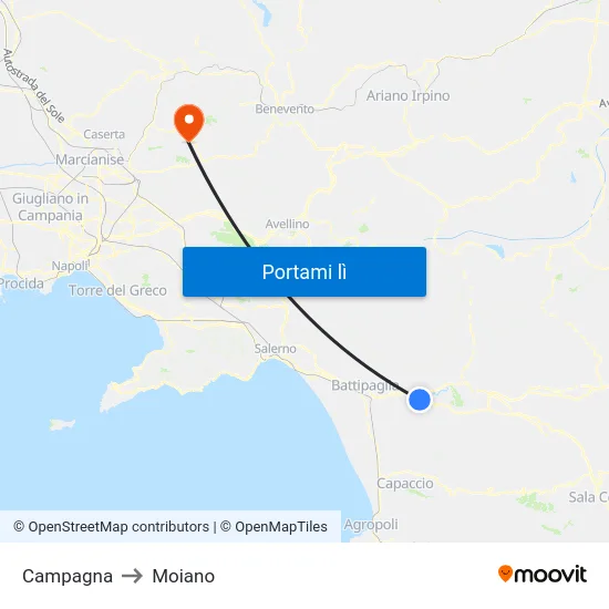 Campagna to Moiano map