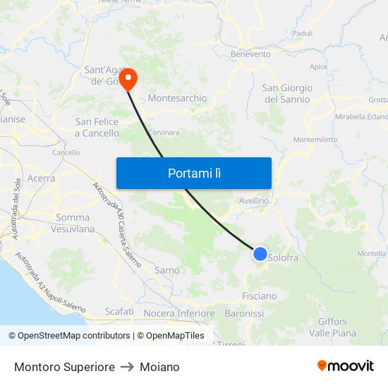 Montoro Superiore to Moiano map