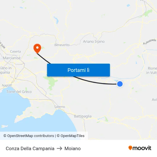 Conza Della Campania to Moiano map