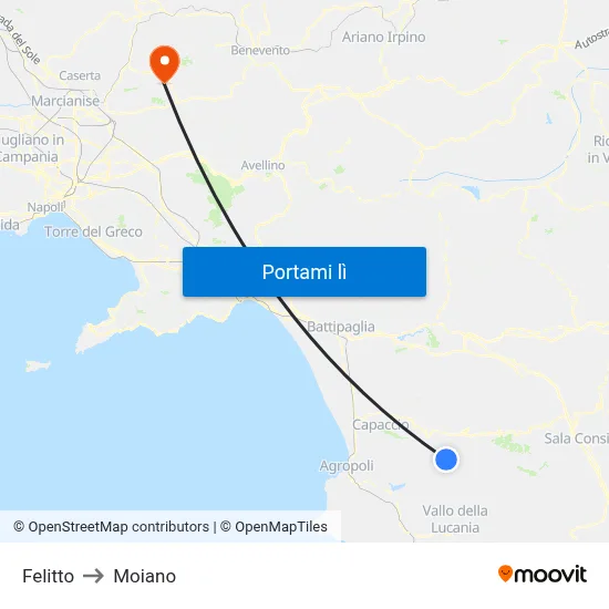 Felitto to Moiano map