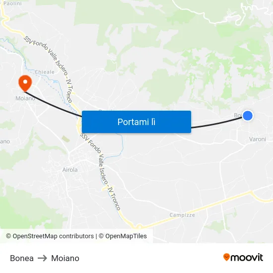 Bonea to Moiano map