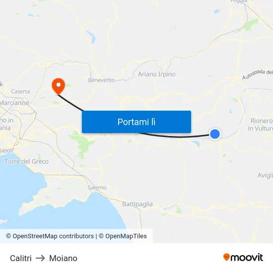 Calitri to Moiano map