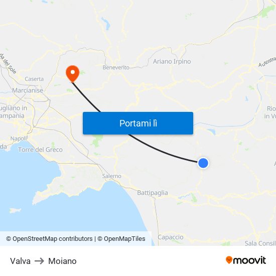 Valva to Moiano map