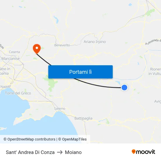 Sant' Andrea Di Conza to Moiano map