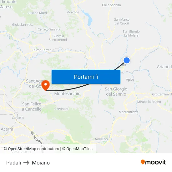 Paduli to Moiano map