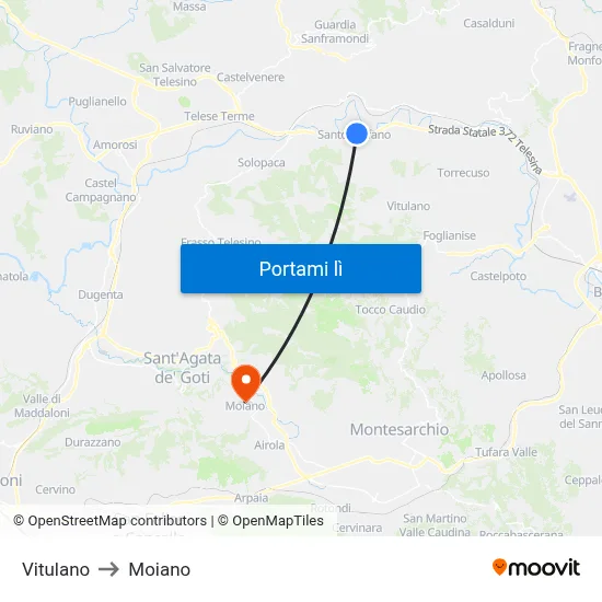 Vitulano to Moiano map