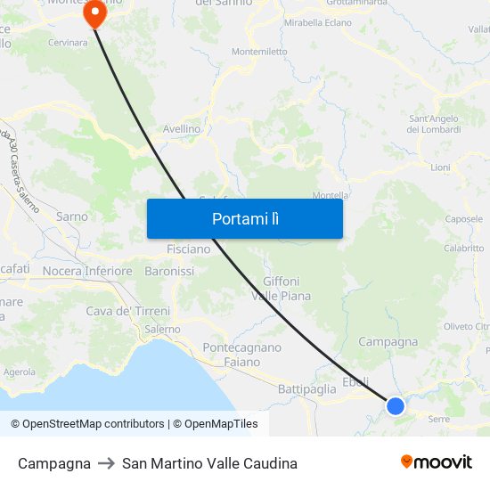 Campagna to San Martino Valle Caudina map