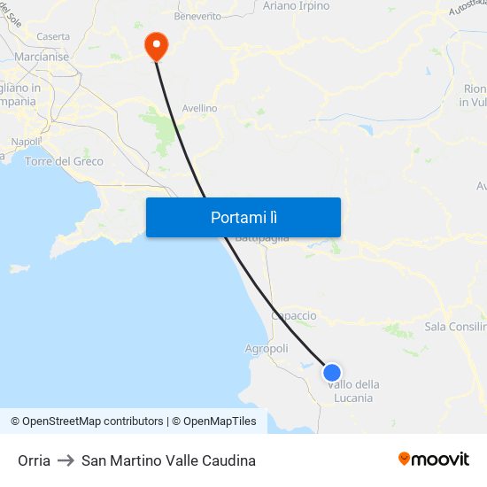 Orria to San Martino Valle Caudina map