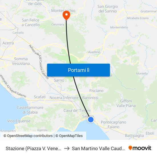 Stazione (Piazza V. Veneto) to San Martino Valle Caudina map
