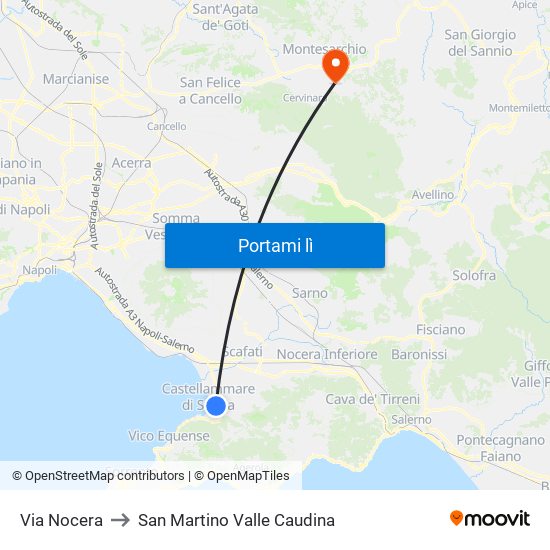 Via Nocera to San Martino Valle Caudina map