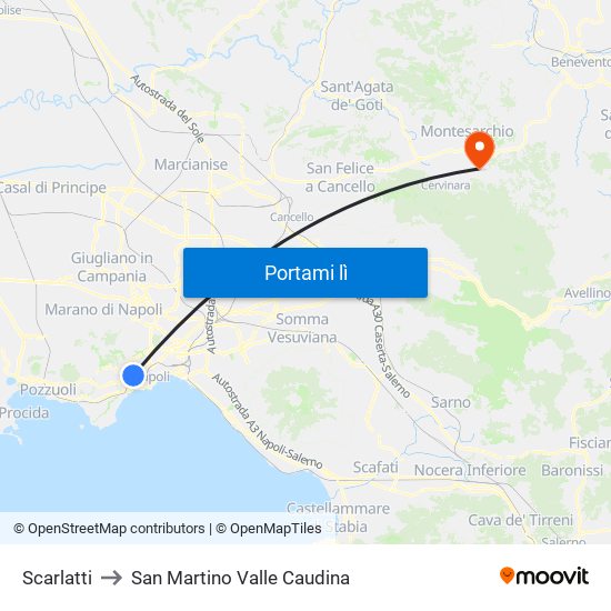 Scarlatti to San Martino Valle Caudina map