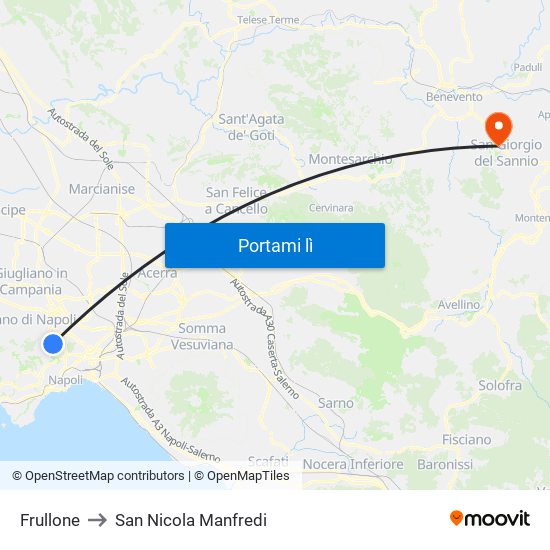 Frullone to San Nicola Manfredi map