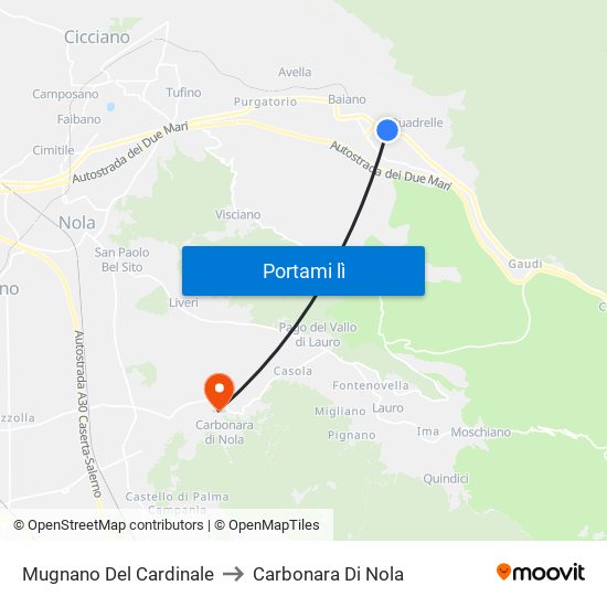 Mugnano Del Cardinale to Carbonara Di Nola map