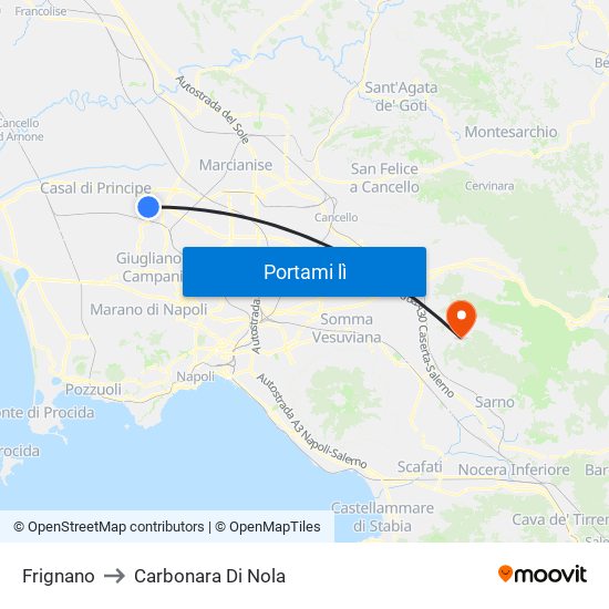 Frignano to Carbonara Di Nola map