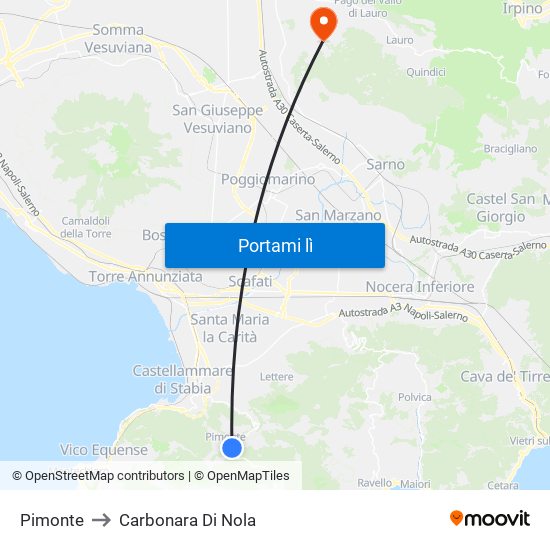 Pimonte to Carbonara Di Nola map