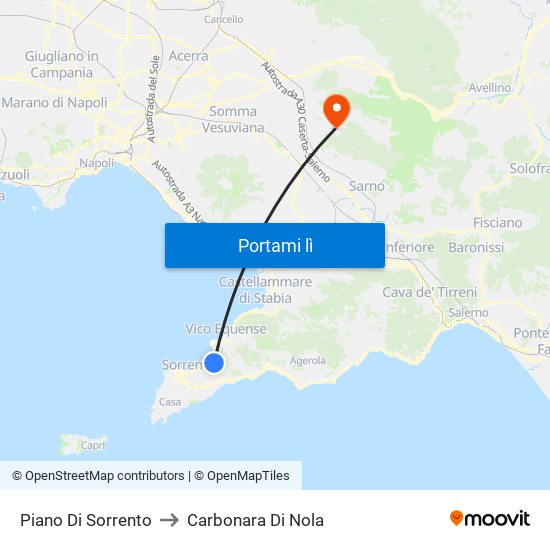 Piano Di Sorrento to Carbonara Di Nola map