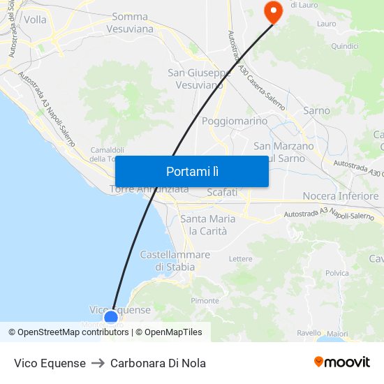Vico Equense to Carbonara Di Nola map