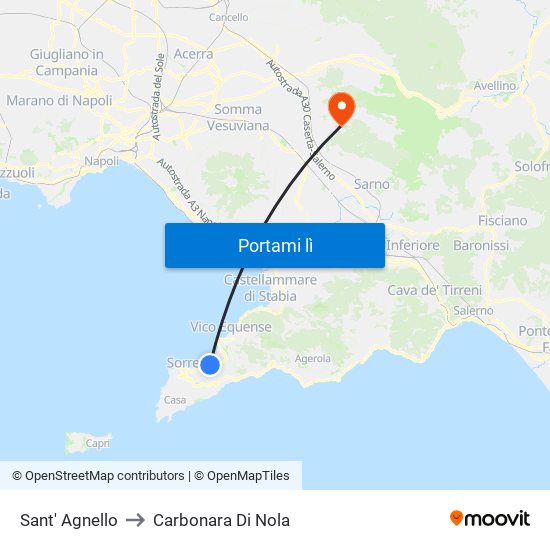 Sant' Agnello to Carbonara Di Nola map