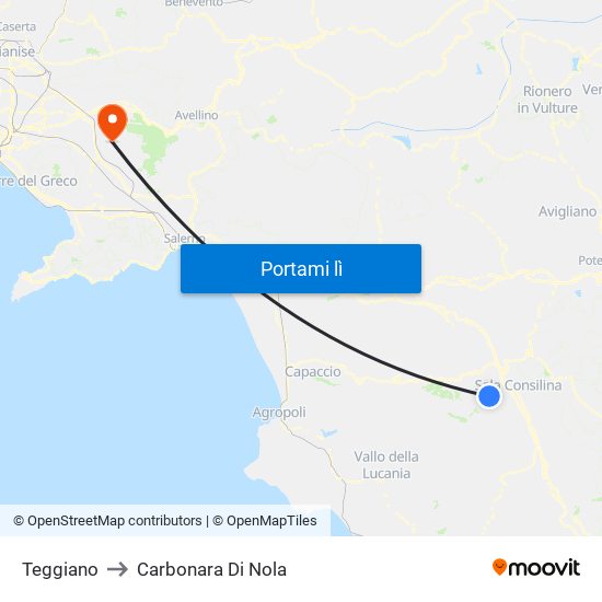 Teggiano to Carbonara Di Nola map