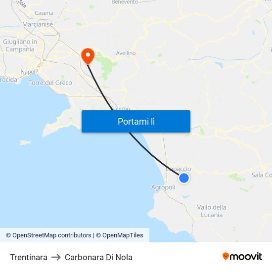 Trentinara to Carbonara Di Nola map