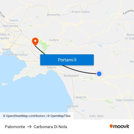 Palomonte to Carbonara Di Nola map