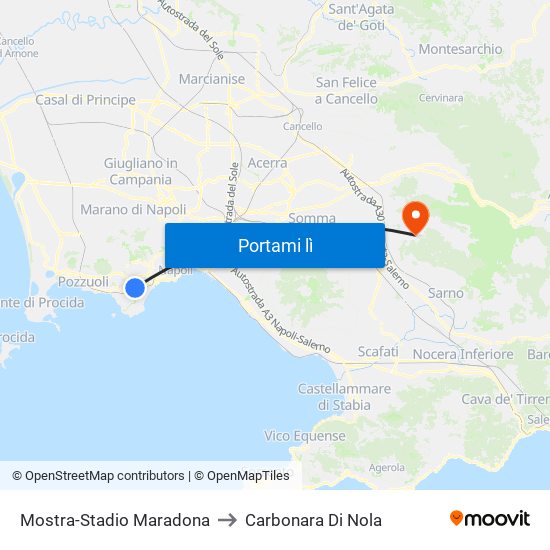 Mostra-Stadio Maradona to Carbonara Di Nola map