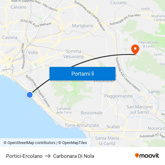 Portici-Ercolano to Carbonara Di Nola map