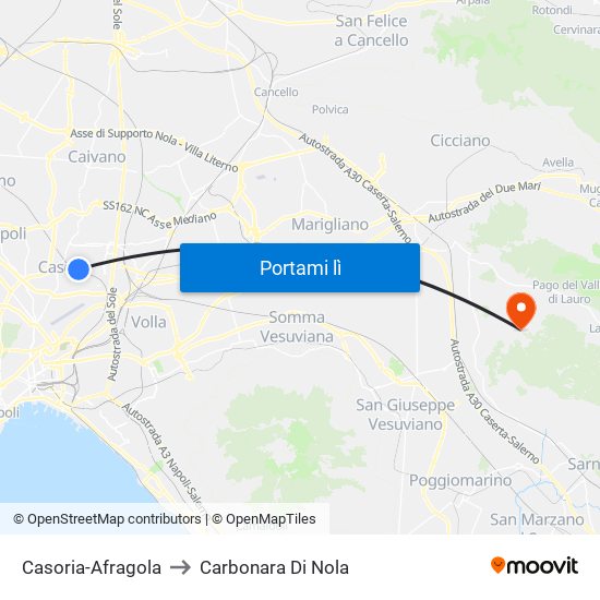 Casoria-Afragola to Carbonara Di Nola map