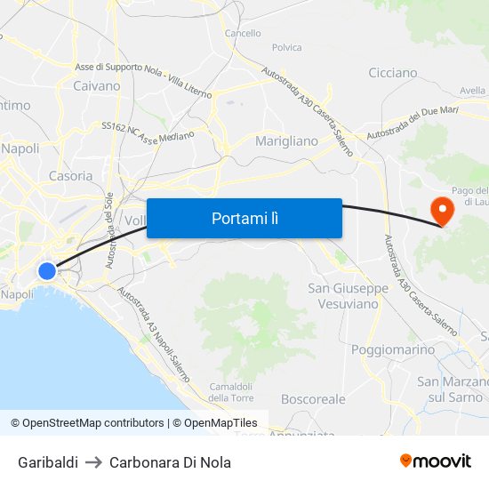 Garibaldi to Carbonara Di Nola map