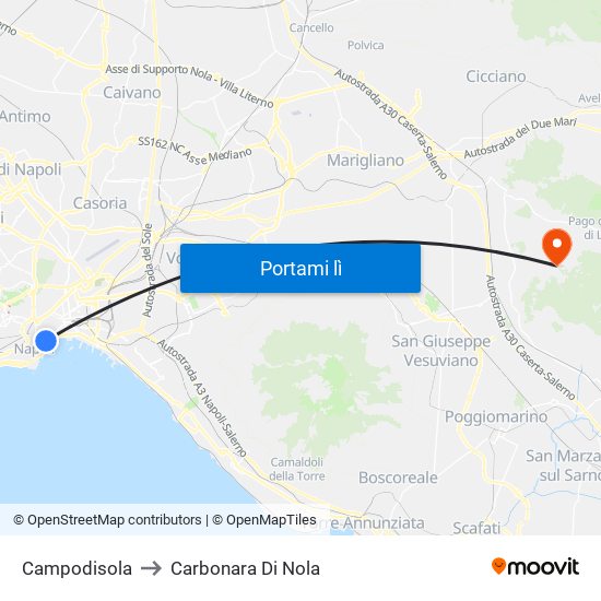 Campodisola to Carbonara Di Nola map