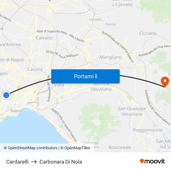 Cardarelli to Carbonara Di Nola map