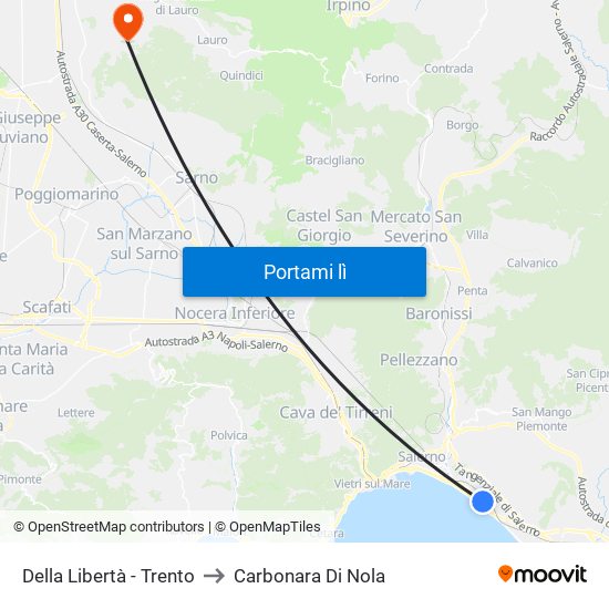 Della Libertà - Trento to Carbonara Di Nola map