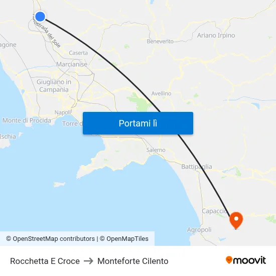 Rocchetta E Croce to Monteforte Cilento map