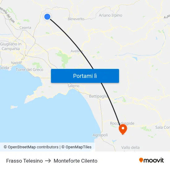 Frasso Telesino to Monteforte Cilento map