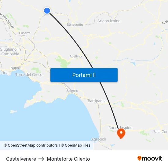 Castelvenere to Monteforte Cilento map