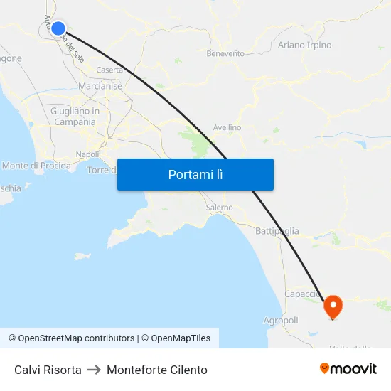 Calvi Risorta to Monteforte Cilento map