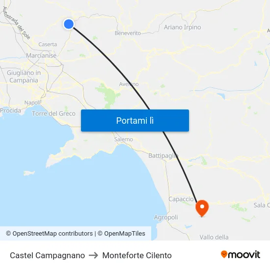 Castel Campagnano to Monteforte Cilento map