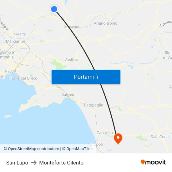 San Lupo to Monteforte Cilento map