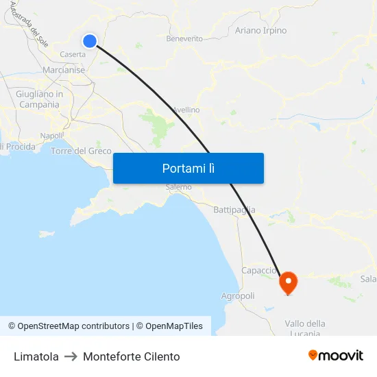 Limatola to Monteforte Cilento map