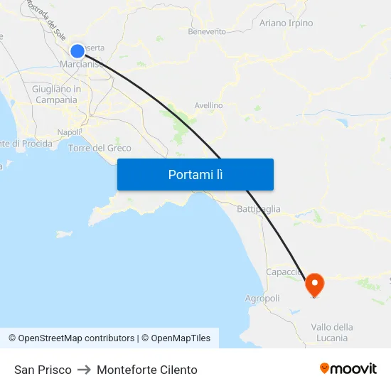 San Prisco to Monteforte Cilento map