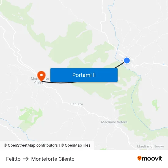 Felitto to Monteforte Cilento map