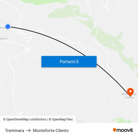 Trentinara to Monteforte Cilento map