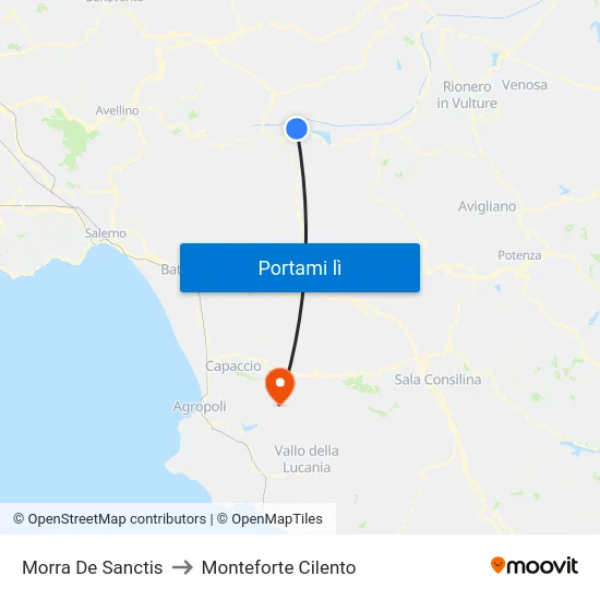 Morra De Sanctis to Monteforte Cilento map