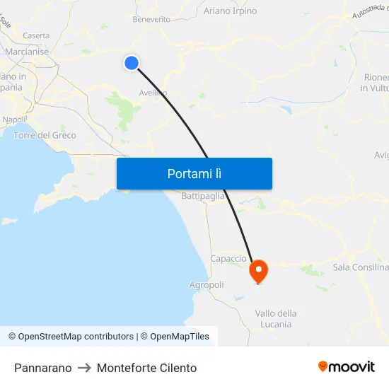 Pannarano to Monteforte Cilento map