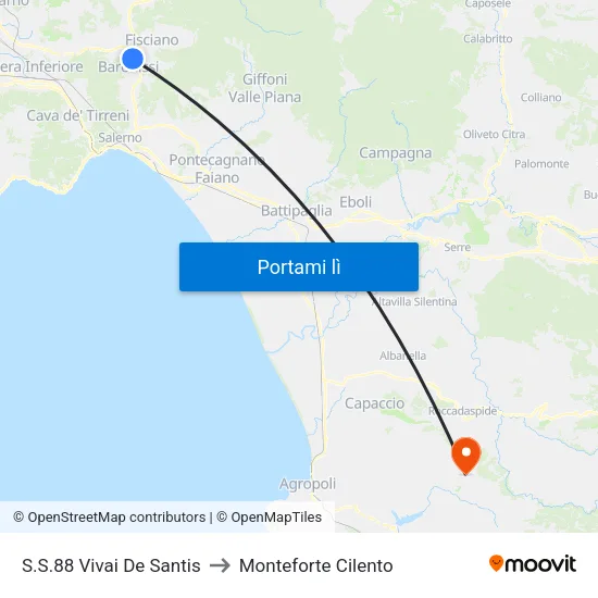 S.S.88 Vivai De Santis to Monteforte Cilento map