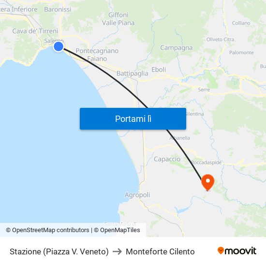 Stazione (Piazza V. Veneto) to Monteforte Cilento map