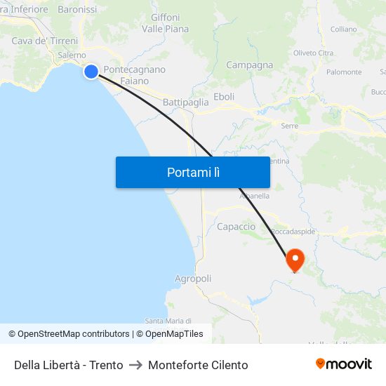 Della Libertà - Trento to Monteforte Cilento map